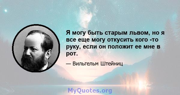 Я могу быть старым львом, но я все еще могу откусить кого -то руку, если он положит ее мне в рот.