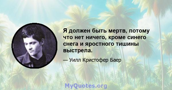 Я должен быть мертв, потому что нет ничего, кроме синего снега и яростного тишины выстрела.