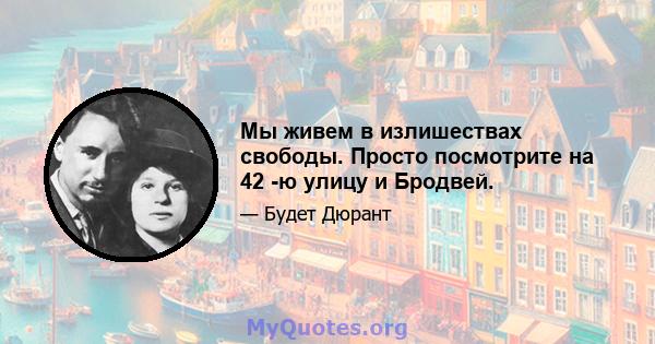 Мы живем в излишествах свободы. Просто посмотрите на 42 -ю улицу и Бродвей.