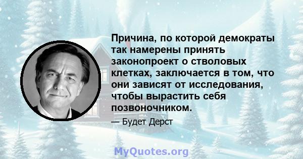 Причина, по которой демократы так намерены принять законопроект о стволовых клетках, заключается в том, что они зависят от исследования, чтобы вырастить себя позвоночником.