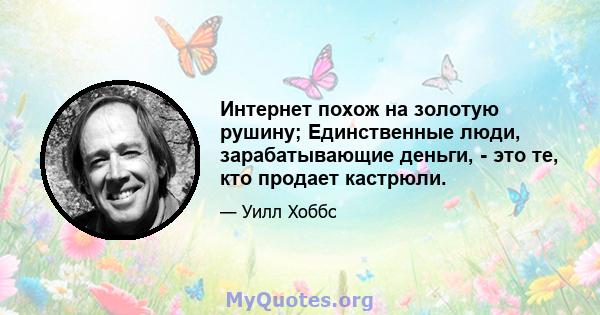 Интернет похож на золотую рушину; Единственные люди, зарабатывающие деньги, - это те, кто продает кастрюли.