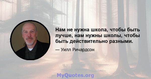 Нам не нужна школа, чтобы быть лучше, нам нужны школы, чтобы быть действительно разными.