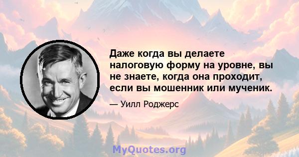 Даже когда вы делаете налоговую форму на уровне, вы не знаете, когда она проходит, если вы мошенник или мученик.