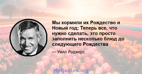 Мы кормили их Рождество и Новый год; Теперь все, что нужно сделать, это просто заполнить несколько блюд до следующего Рождества