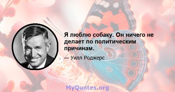 Я люблю собаку. Он ничего не делает по политическим причинам.