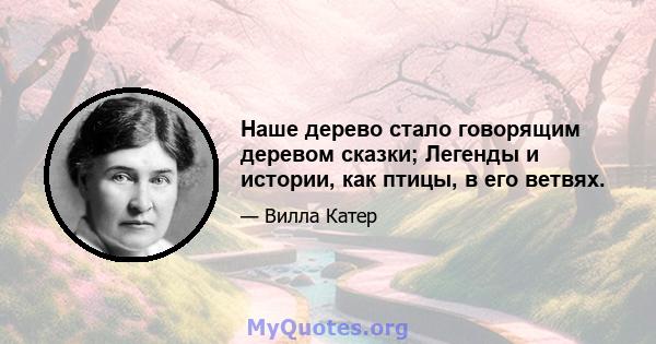 Наше дерево стало говорящим деревом сказки; Легенды и истории, как птицы, в его ветвях.