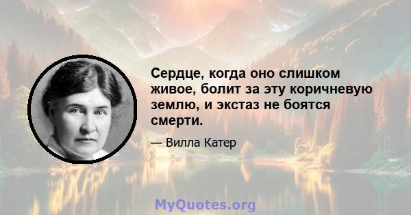 Сердце, когда оно слишком живое, болит за эту коричневую землю, и экстаз не боятся смерти.