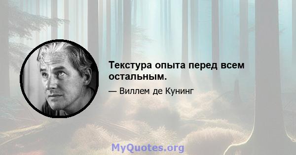 Текстура опыта перед всем остальным.