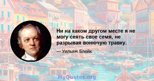 Ни на каком другом месте я не могу сеять свое семя, не разрывая вонючую травку.