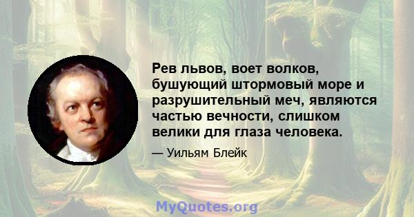 Рев львов, воет волков, бушующий штормовый море и разрушительный меч, являются частью вечности, слишком велики для глаза человека.