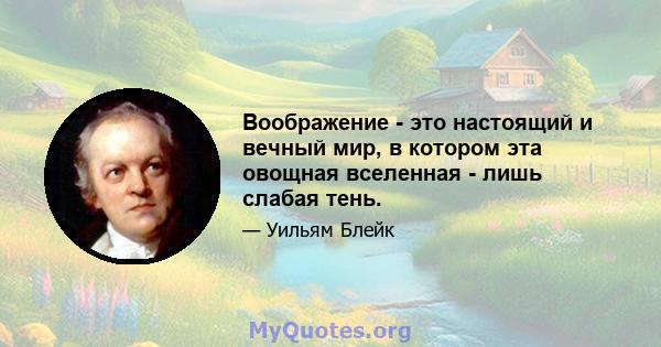 Воображение - это настоящий и вечный мир, в котором эта овощная вселенная - лишь слабая тень.