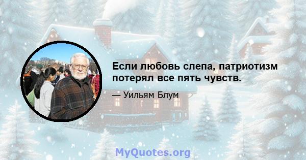 Если любовь слепа, патриотизм потерял все пять чувств.