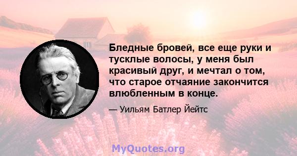 Бледные бровей, все еще руки и тусклые волосы, у меня был красивый друг, и мечтал о том, что старое отчаяние закончится влюбленным в конце.