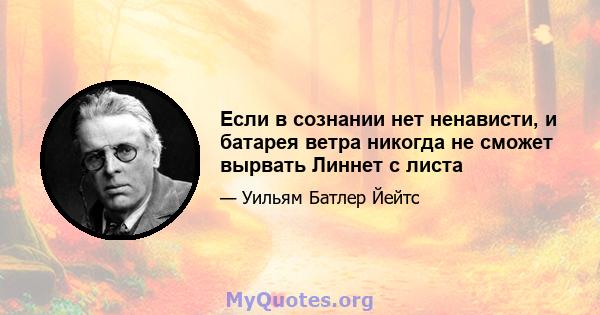 Если в сознании нет ненависти, и батарея ветра никогда не сможет вырвать Линнет с листа