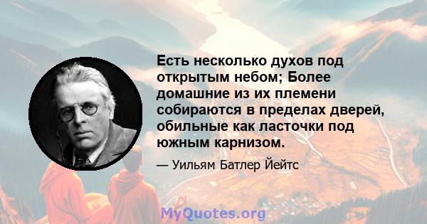 Есть несколько духов под открытым небом; Более домашние из их племени собираются в пределах дверей, обильные как ласточки под южным карнизом.