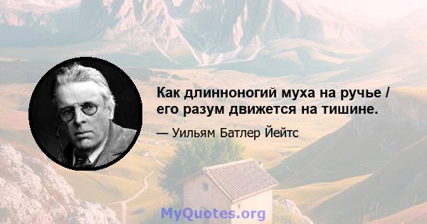 Как длинноногий муха на ручье / его разум движется на тишине.