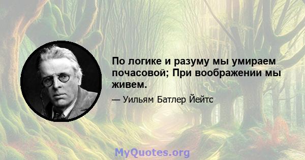 По логике и разуму мы умираем почасовой; При воображении мы живем.