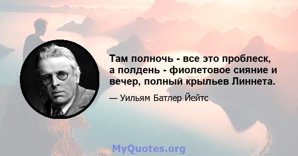 Там полночь - все это проблеск, а полдень - фиолетовое сияние и вечер, полный крыльев Линнета.