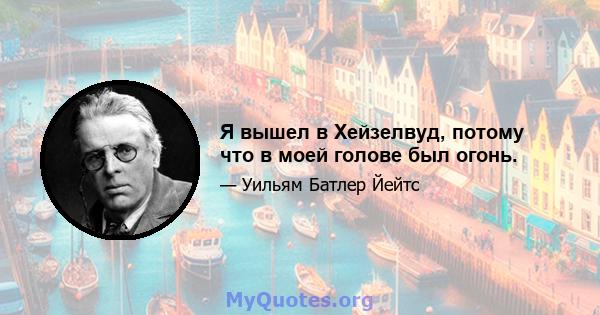 Я вышел в Хейзелвуд, потому что в моей голове был огонь.