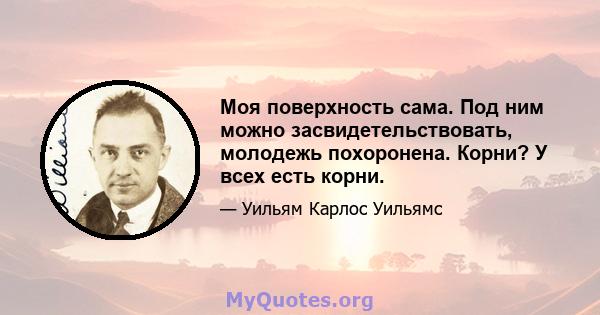 Моя поверхность сама. Под ним можно засвидетельствовать, молодежь похоронена. Корни? У всех есть корни.