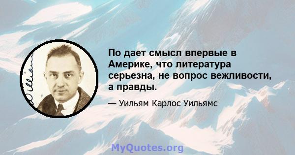 По дает смысл впервые в Америке, что литература серьезна, не вопрос вежливости, а правды.