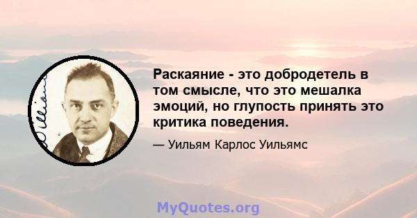 Раскаяние - это добродетель в том смысле, что это мешалка эмоций, но глупость принять это критика поведения.