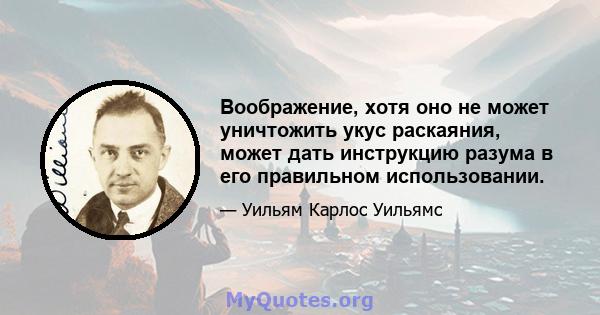 Воображение, хотя оно не может уничтожить укус раскаяния, может дать инструкцию разума в его правильном использовании.