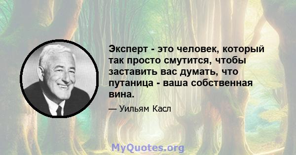 Эксперт - это человек, который так просто смутится, чтобы заставить вас думать, что путаница - ваша собственная вина.