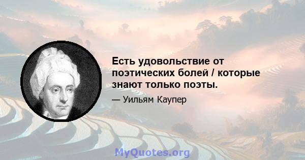 Есть удовольствие от поэтических болей / которые знают только поэты.