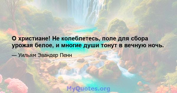 О христиане! Не колеблетесь, поле для сбора урожая белое, и многие души тонут в вечную ночь.