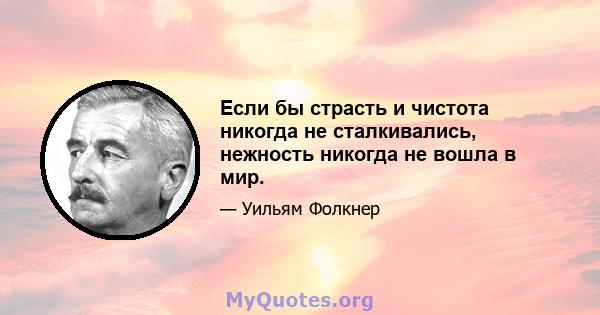 Если бы страсть и чистота никогда не сталкивались, нежность никогда не вошла в мир.