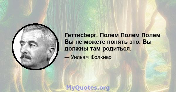 Геттисберг. Полем Полем Полем Вы не можете понять это. Вы должны там родиться.