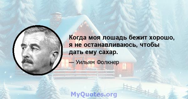 Когда моя лошадь бежит хорошо, я не останавливаюсь, чтобы дать ему сахар.