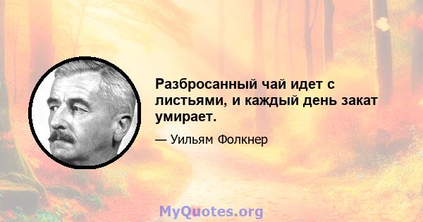 Разбросанный чай идет с листьями, и каждый день закат умирает.