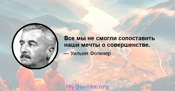 Все мы не смогли сопоставить наши мечты о совершенстве.