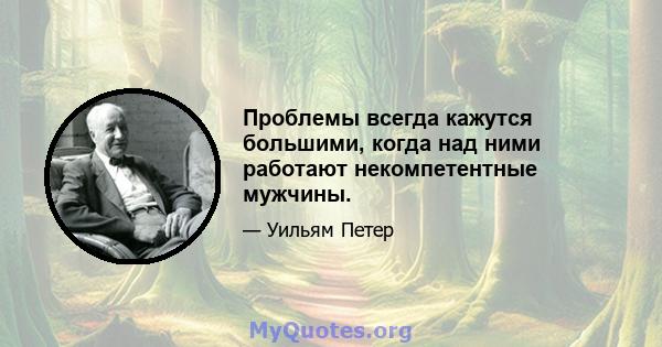 Проблемы всегда кажутся большими, когда над ними работают некомпетентные мужчины.