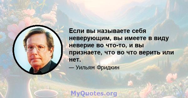 Если вы называете себя неверующим, вы имеете в виду неверие во что-то, и вы признаете, что во что верить или нет.