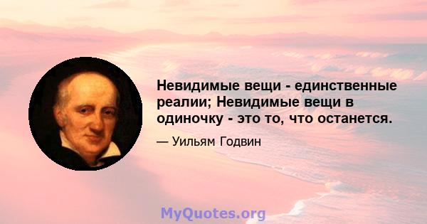 Невидимые вещи - единственные реалии; Невидимые вещи в одиночку - это то, что останется.