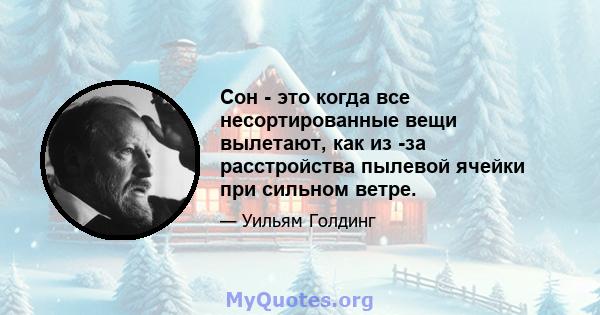 Сон - это когда все несортированные вещи вылетают, как из -за расстройства пылевой ячейки при сильном ветре.