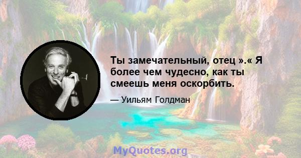 Ты замечательный, отец ».« Я более чем чудесно, как ты смеешь меня оскорбить.