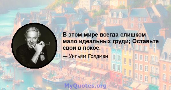 В этом мире всегда слишком мало идеальных груди; Оставьте свой в покое.