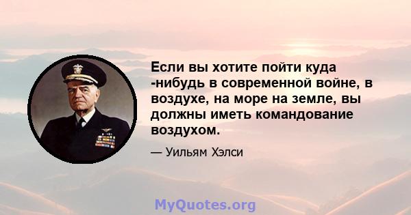 Если вы хотите пойти куда -нибудь в современной войне, в воздухе, на море на земле, вы должны иметь командование воздухом.