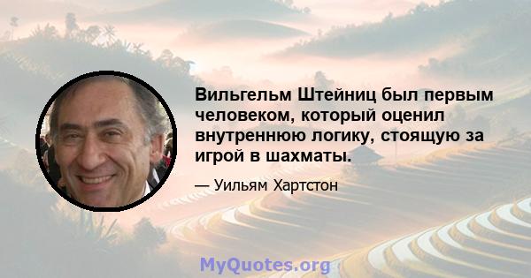 Вильгельм Штейниц был первым человеком, который оценил внутреннюю логику, стоящую за игрой в шахматы.