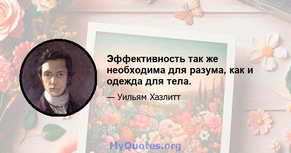 Эффективность так же необходима для разума, как и одежда для тела.