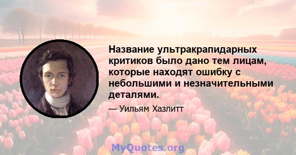 Название ультракрапидарных критиков было дано тем лицам, которые находят ошибку с небольшими и незначительными деталями.