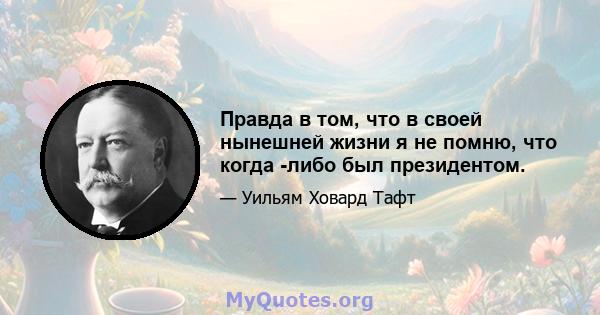 Правда в том, что в своей нынешней жизни я не помню, что когда -либо был президентом.