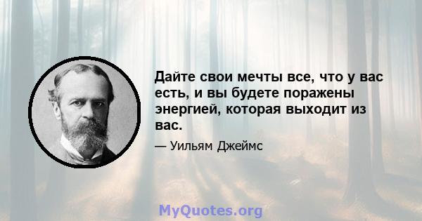 Дайте свои мечты все, что у вас есть, и вы будете поражены энергией, которая выходит из вас.