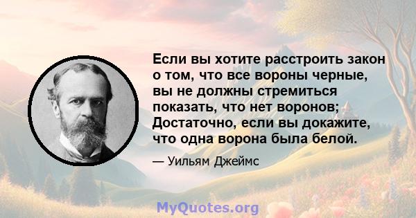 Если вы хотите расстроить закон о том, что все вороны черные, вы не должны стремиться показать, что нет воронов; Достаточно, если вы докажите, что одна ворона была белой.