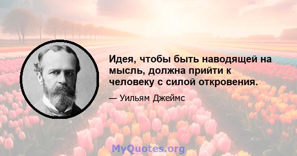 Идея, чтобы быть наводящей на мысль, должна прийти к человеку с силой откровения.