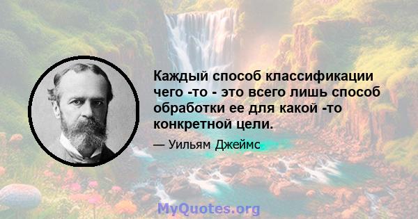 Каждый способ классификации чего -то - это всего лишь способ обработки ее для какой -то конкретной цели.